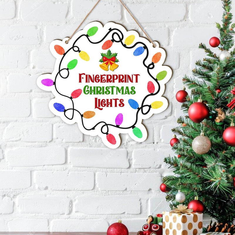 BEETHIS DIY Family Fingerprint Christmas Hanging Sign 2025, Fingerprint Lights, Baby's Handprint, Art Craft, Holiday Family Activity Memory Keepsake, Gift for Mom from Kids Toddler (Ink Not Included) - Image 1